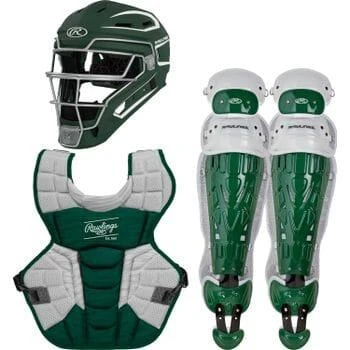 Rawlings Adult Dark Green/White VELO 2.0 Catcher's Gear Box Set: CSV2A-DG/W