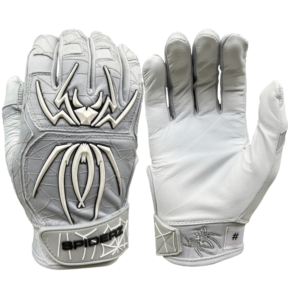 2022 Spiderz ENDITE Batting Gloves: Grey And White