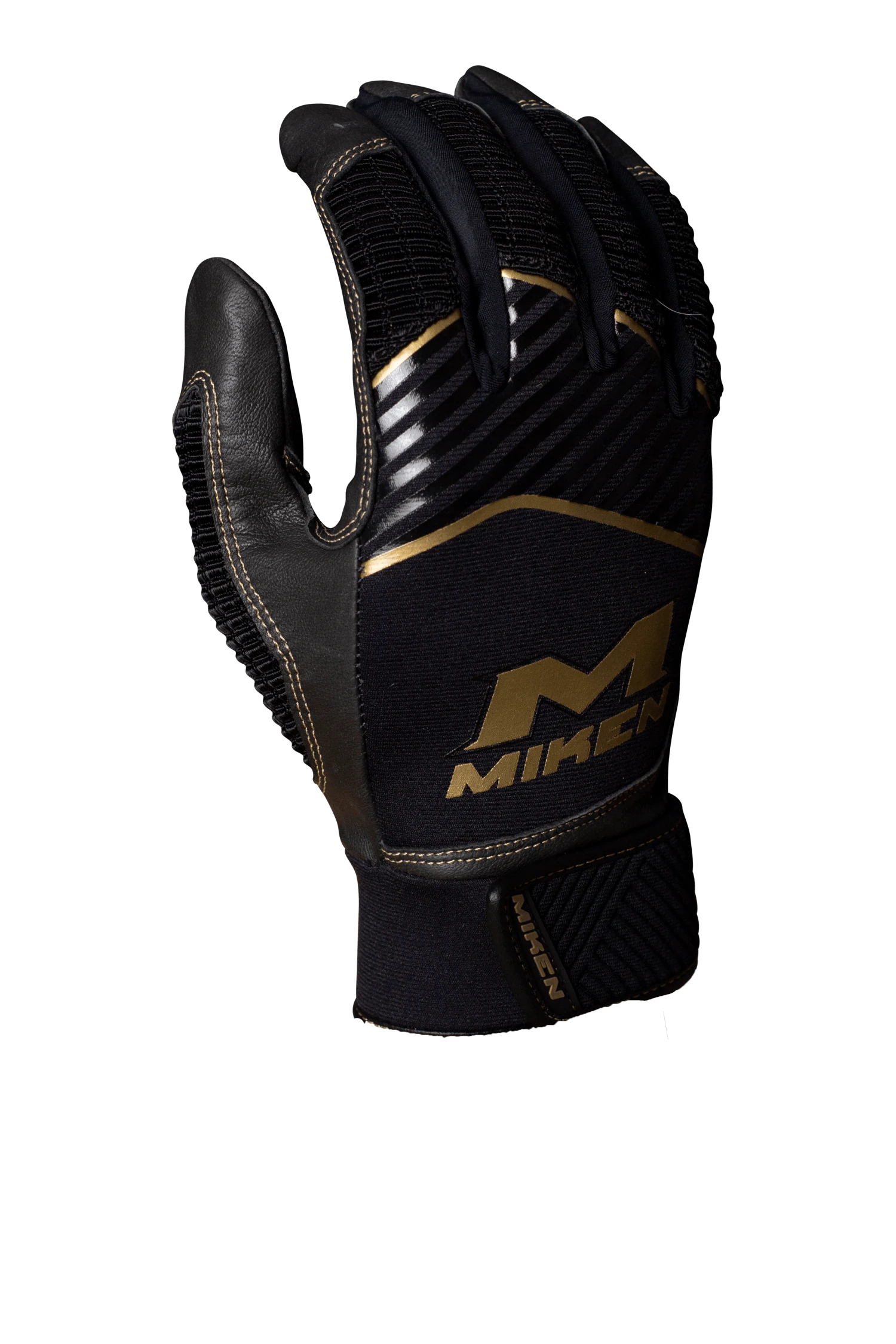 Miken Softball MK7X Adult Black And Gold Batting Gloves: MBGGLD-BLK
