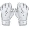 Bruce Bolt PREMIUM PRO Chrome Series Short Cuff Batting Gloves: White
