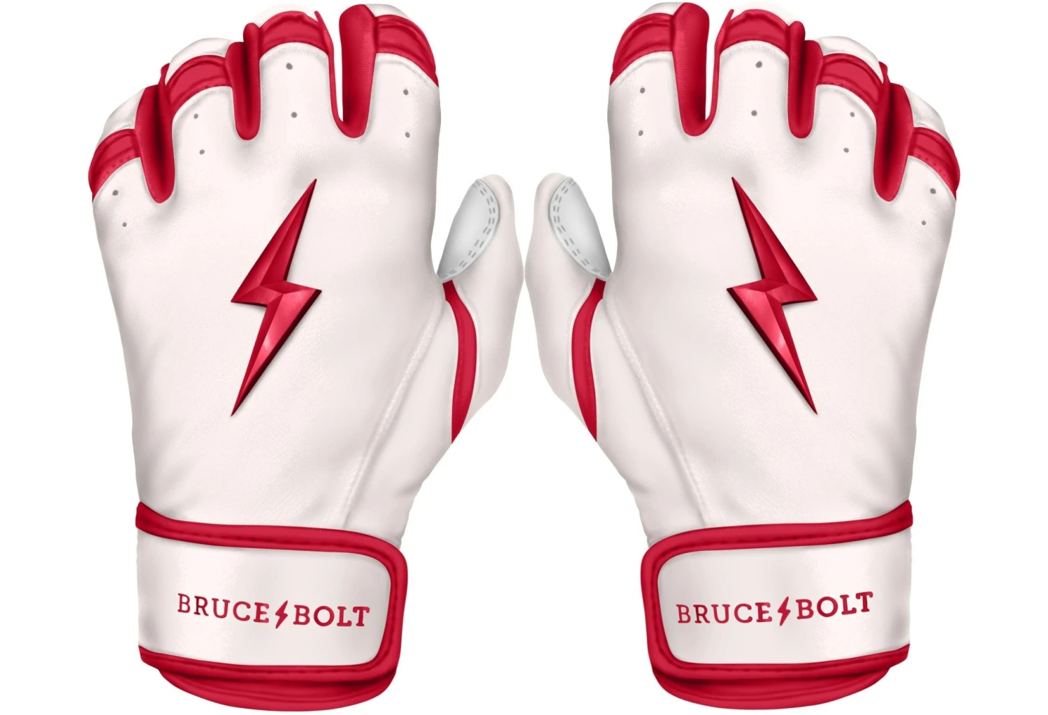 Bruce Bolt PREMIUM PRO BADER Series Short Cuff Batting Gloves: White