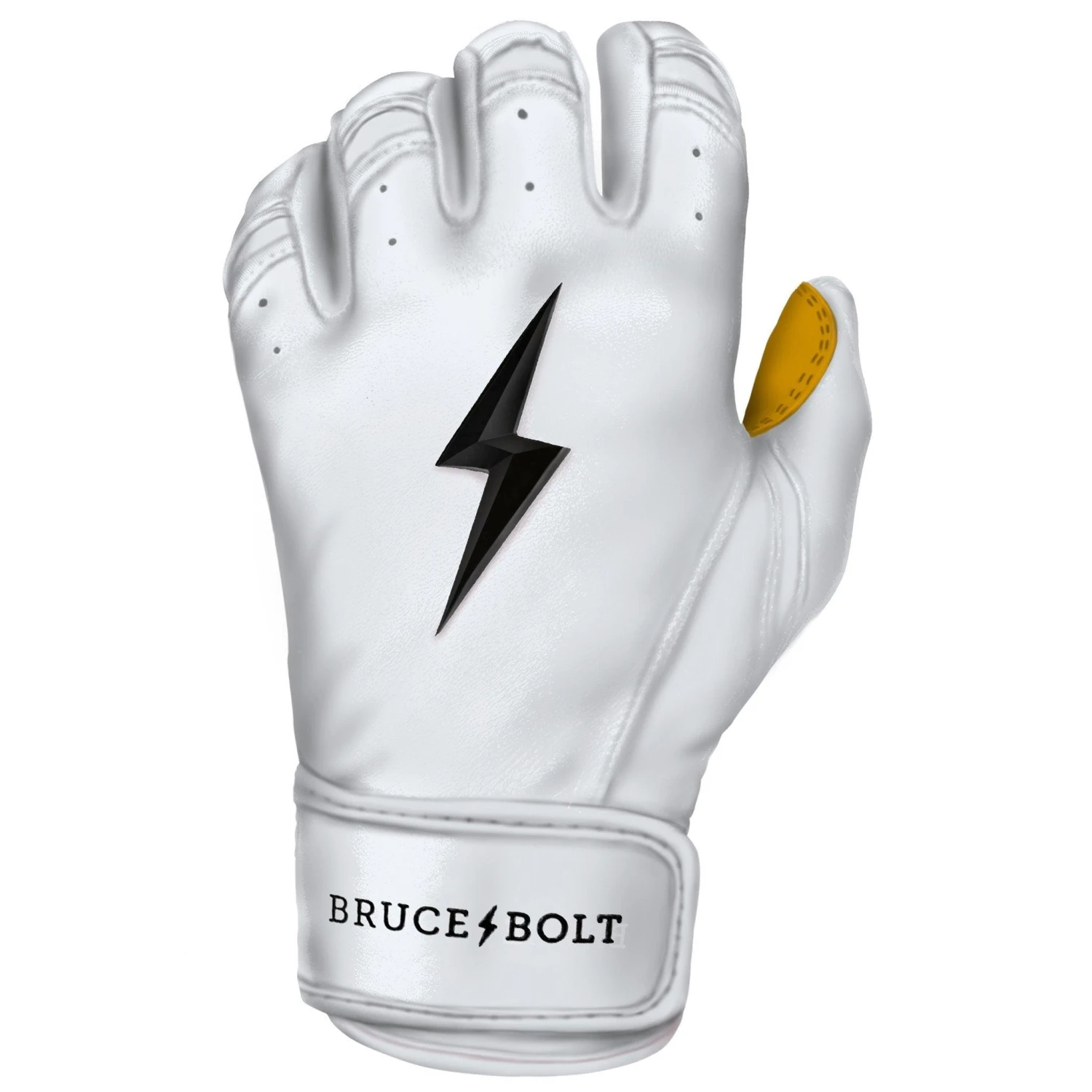 Bruce Bolt PREMIUM PRO Short Cuff Batting Gloves: White - Image 8