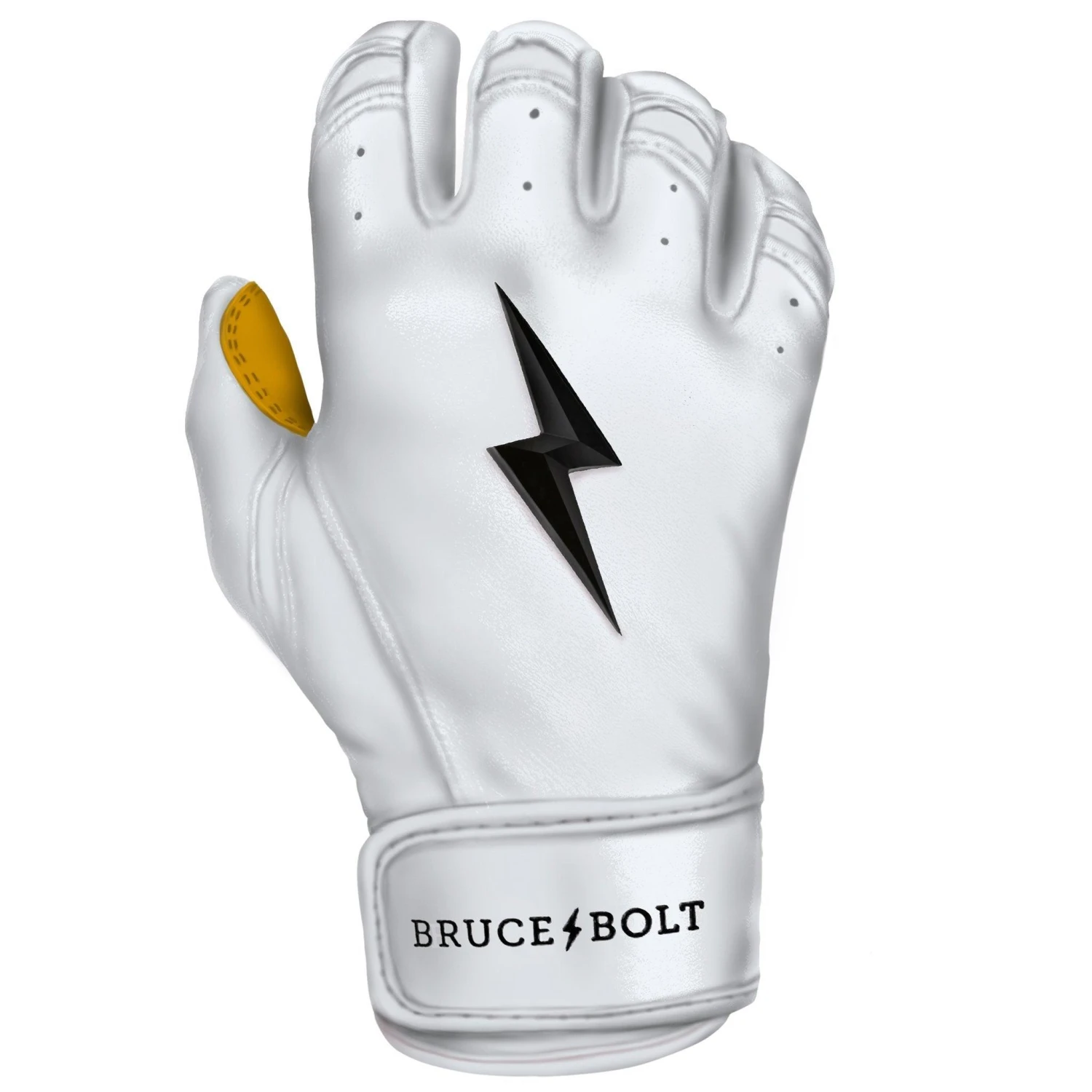 Bruce Bolt PREMIUM PRO Short Cuff Batting Gloves: White - Image 9