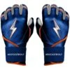 Bruce Bolt PREMIUM PRO NIMMO Long Cuff Batting Gloves: Mets Blue