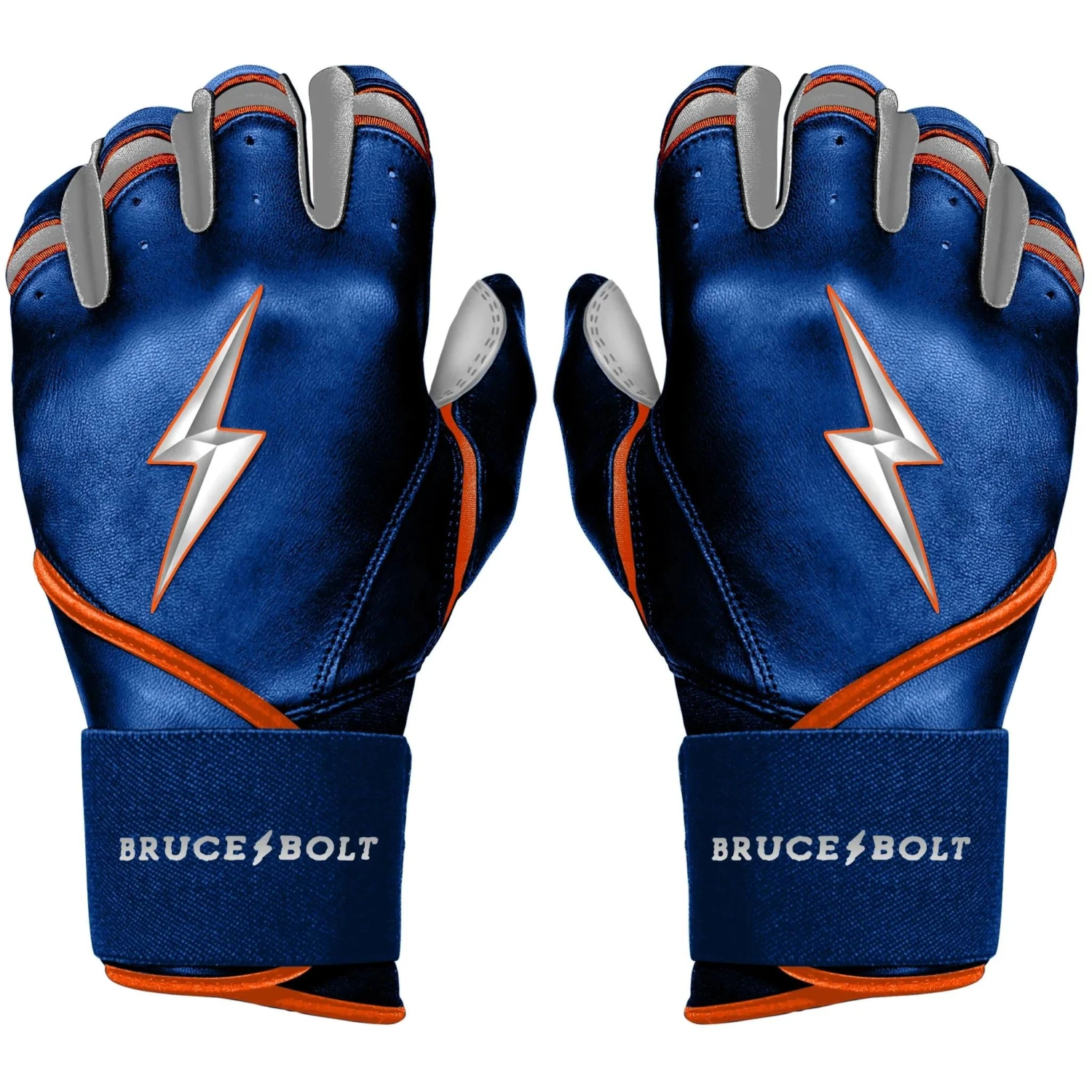 Bruce Bolt PREMIUM PRO NIMMO Long Cuff Batting Gloves: Mets Blue